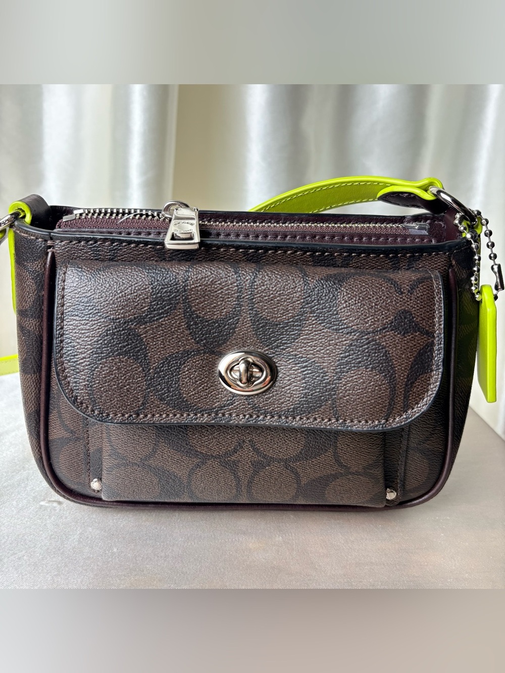 Coach Brown and Green Crossbody Mini Bag